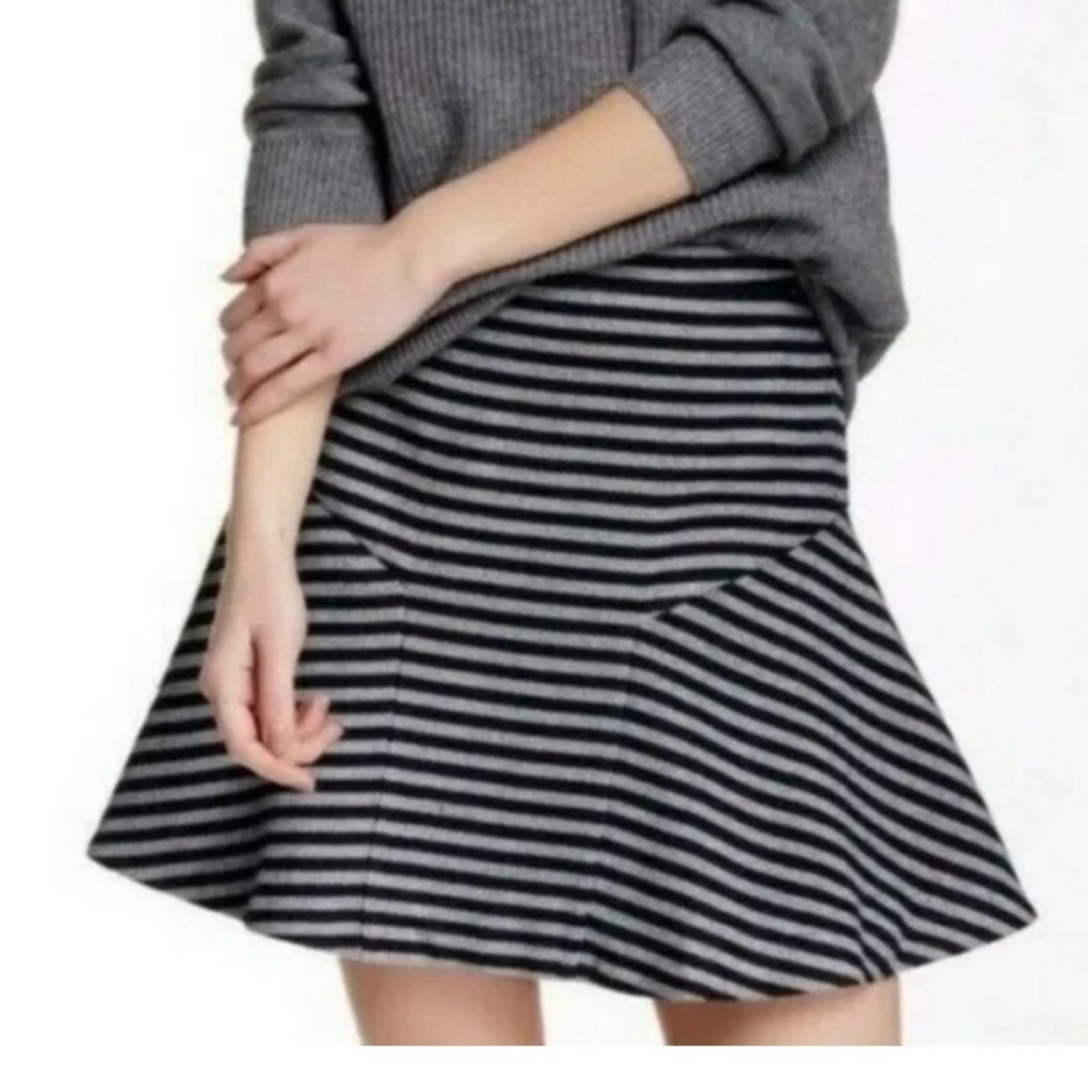 J Crew navy striped tweed mini skirt